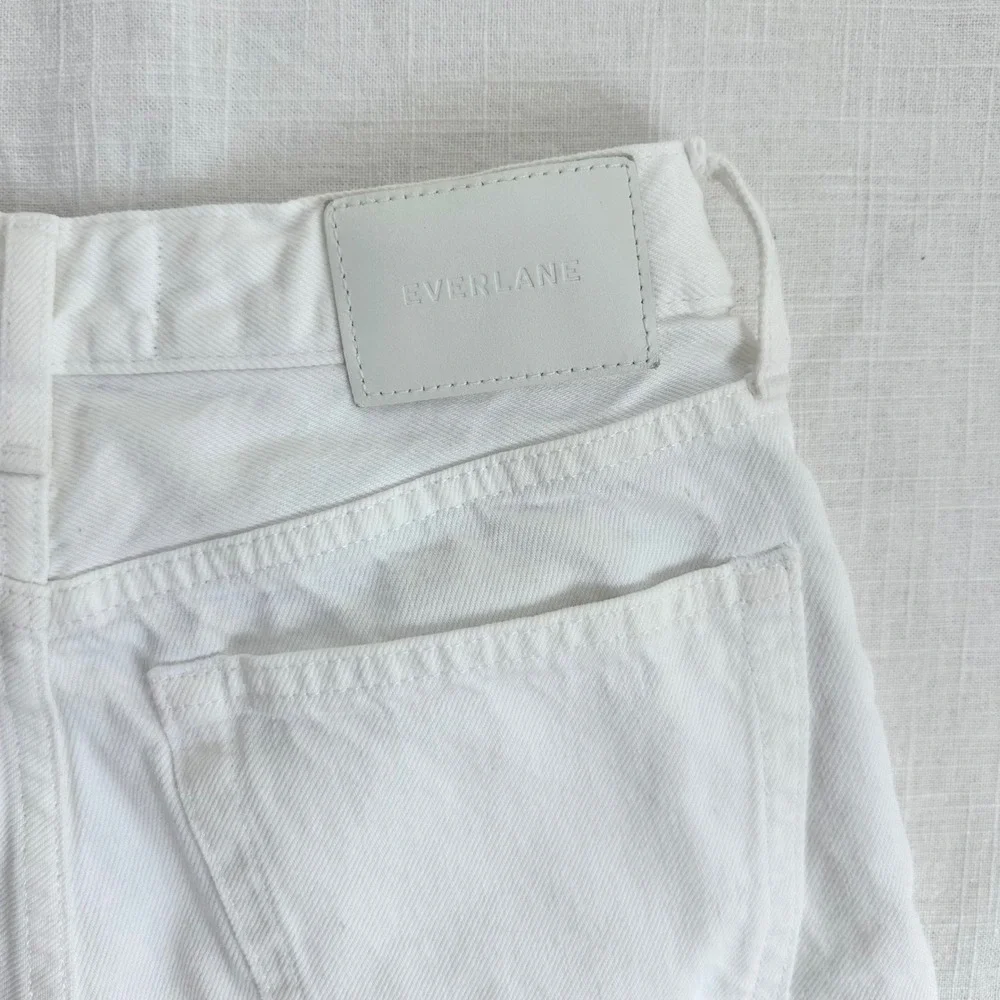 Everlane 90s Cheeky Long Denim Shorts Raw‎ Hem White Casual Summer Size 24